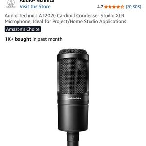 Audio Technica Black Studio Microphone- Streaming/ Recording Podcast NIB AT2020